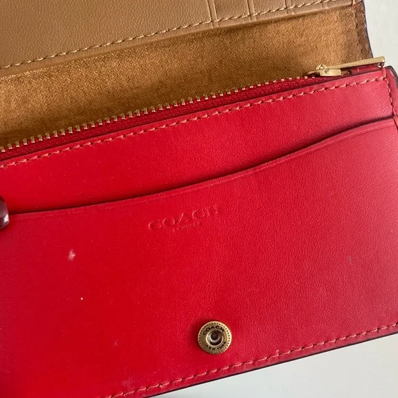 Coach Scarlet Card Wallet with Gold Accent - Picture 4 of 5